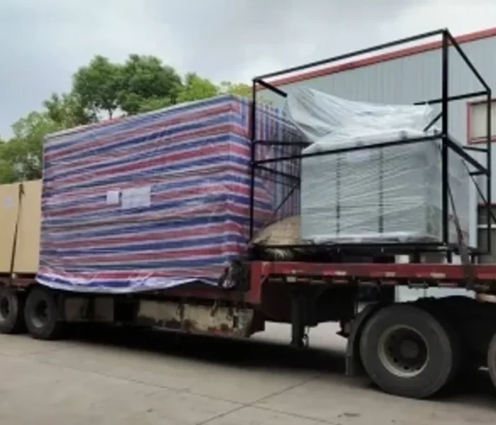 Transformers packed on a truck for export shipment to Ethiopia